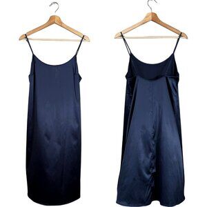 Staud Midi Slip Dress Women's Small Blue Cocktail Party Minimalist Satin NWOT